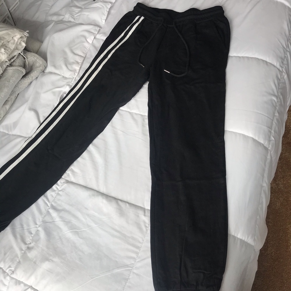 SHEIN Black Sweatpants with Striped Leg